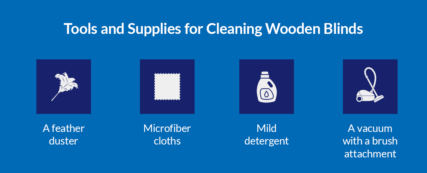 Tools and Supplies for Cleaning Wooden Blinds